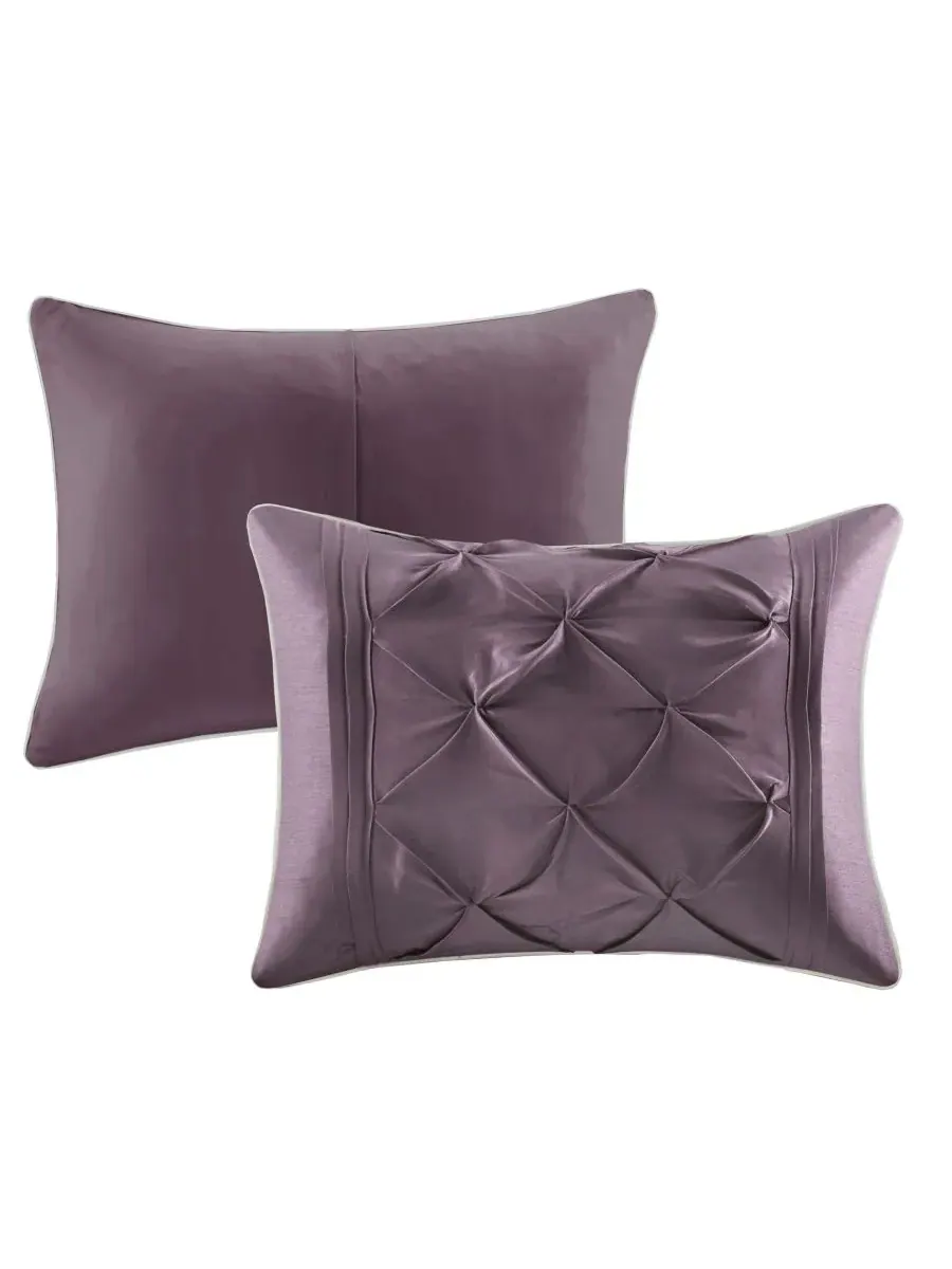 Комплект постельного белья Laurel Tufted из 7 предметов, размер Queen Madison Park, сливовый — изображение 5 из 10, сливавый
