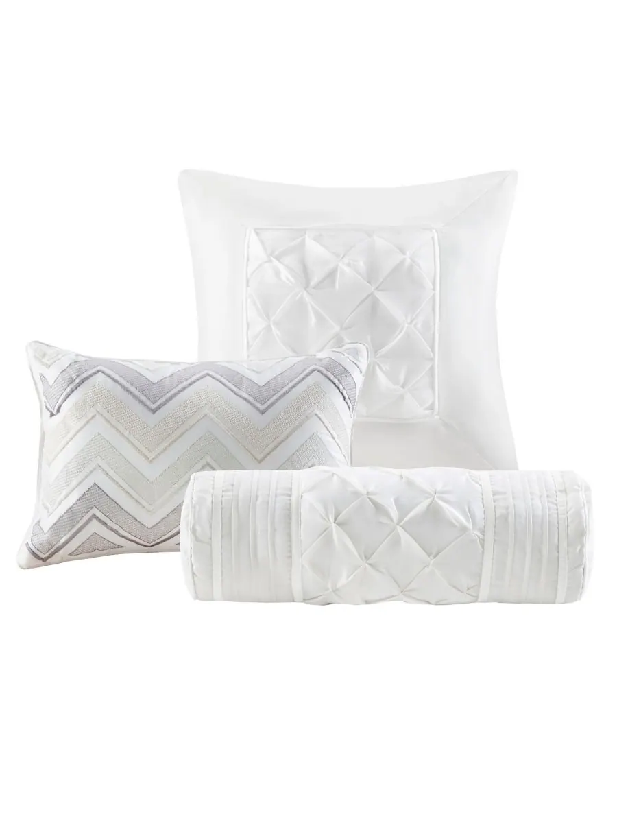 Комплект постельного белья Laurel Tufted из 7 предметов, размер Queen Madison Park — изображение 5 из 10, белый