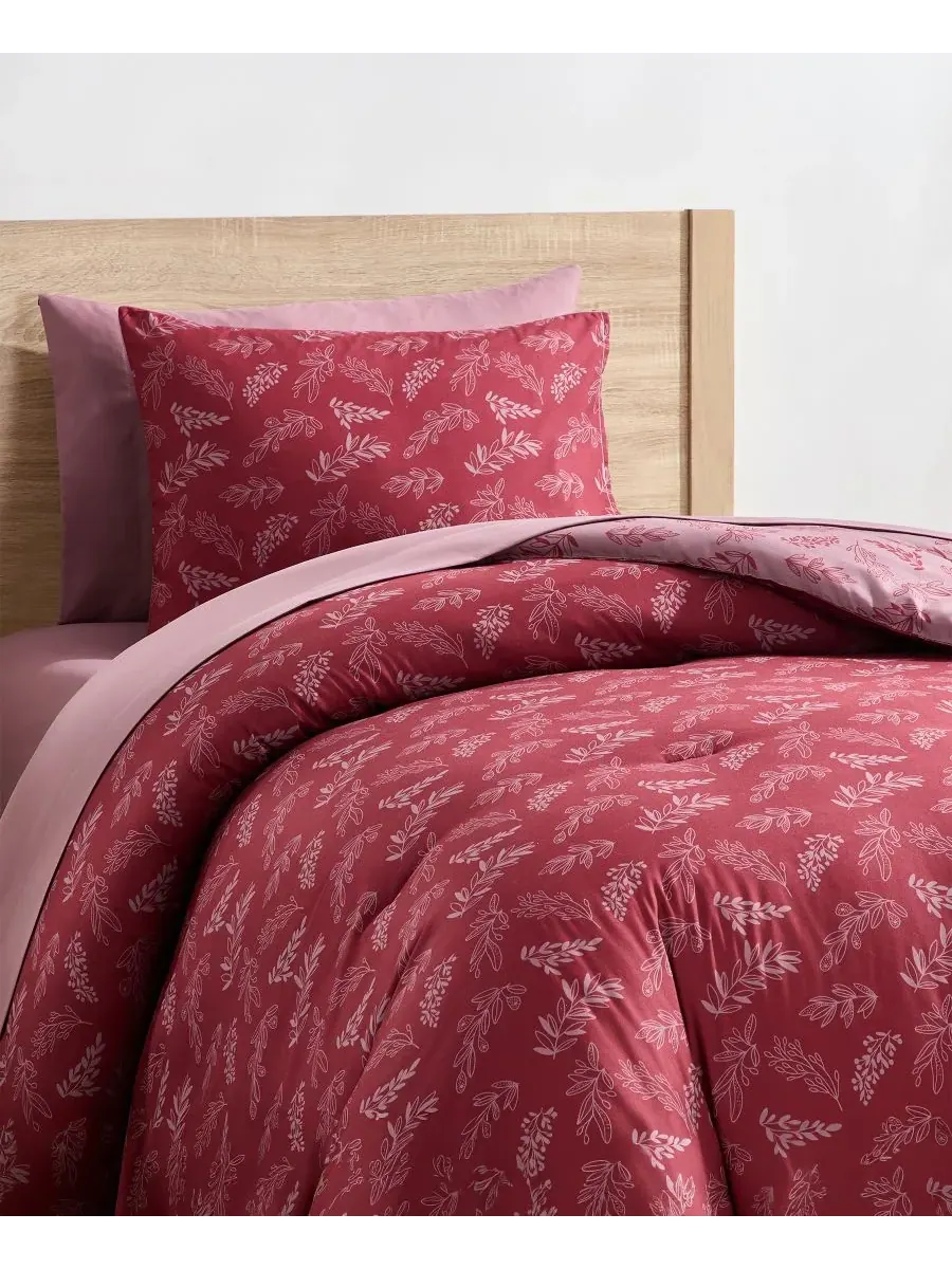 Роскошный мягкий комплект постельного белья с растительным узором, 5 предметов, размер Twin Nestl — изображение 7 из 8