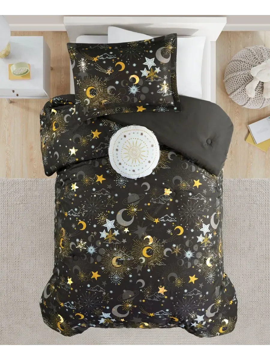 Комплект постельного белья Intelligent Design Celia Starry Sky Metallic из 3 предметов, размер Twin — изображение 3 из 10