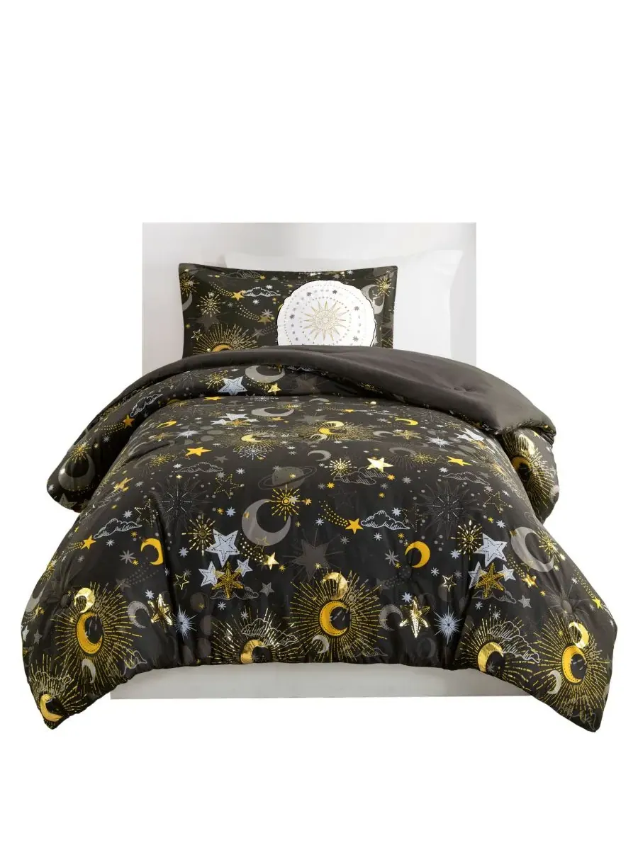 Комплект постельного белья Intelligent Design Celia Starry Sky Metallic из 3 предметов, размер Twin — изображение 4 из 10
