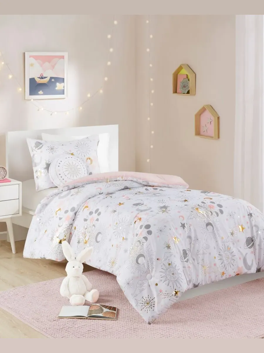 Комплект постельного белья Intelligent Design Celia Starry Sky Metallic из 3 предметов, размер Twin — изображение 4 из 10