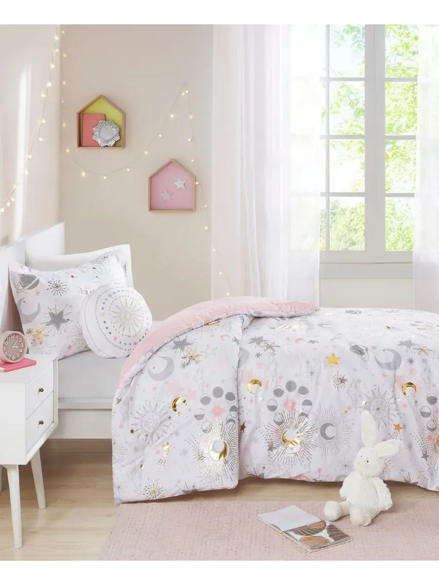 Комплект постельного белья Intelligent Design Celia Starry Sky Metallic из 3 предметов, размер Twin — изображение 5 из 10