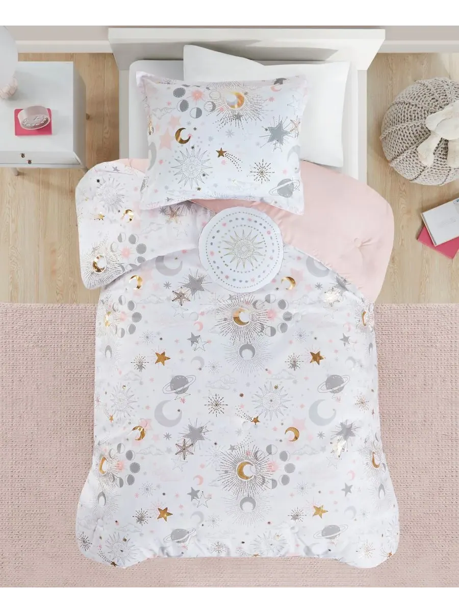 Комплект постельного белья Intelligent Design Celia Starry Sky Metallic из 3 предметов, размер Twin — изображение 6 из 10