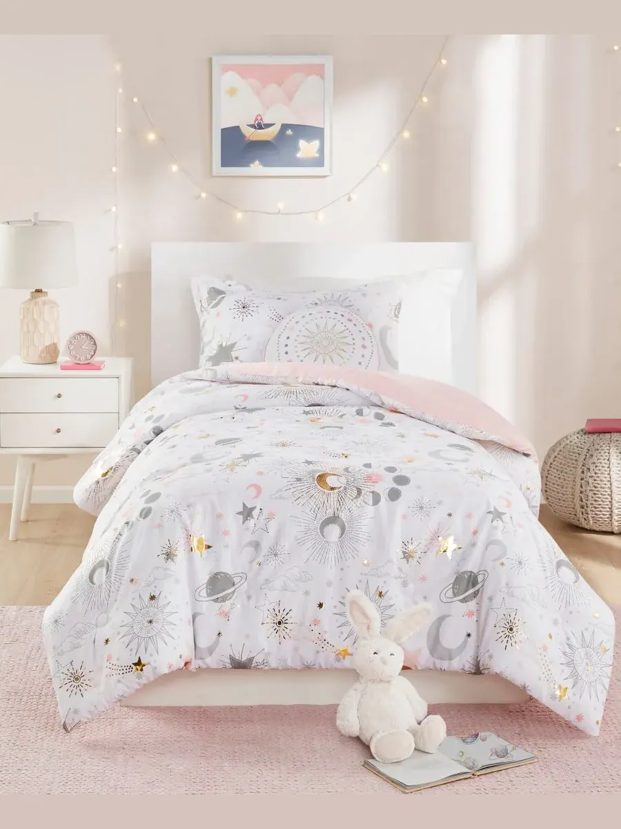 Комплект постельного белья Intelligent Design Celia Starry Sky Metallic из 3 предметов, размер Twin — изображение 7 из 10
