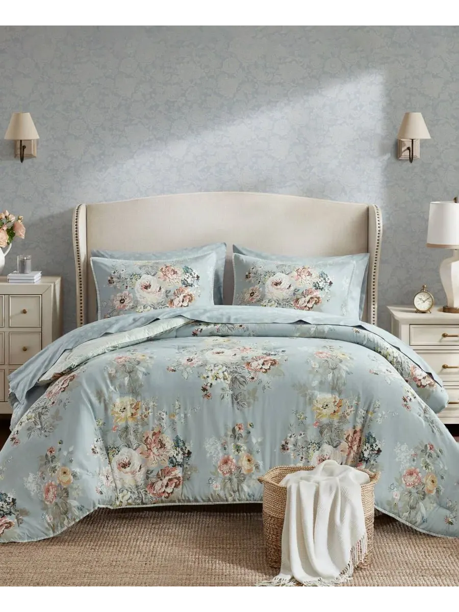 Комплект постельного белья Heather Vintage Floral, 5 предметов, размер Twin XL Madison Park — синий