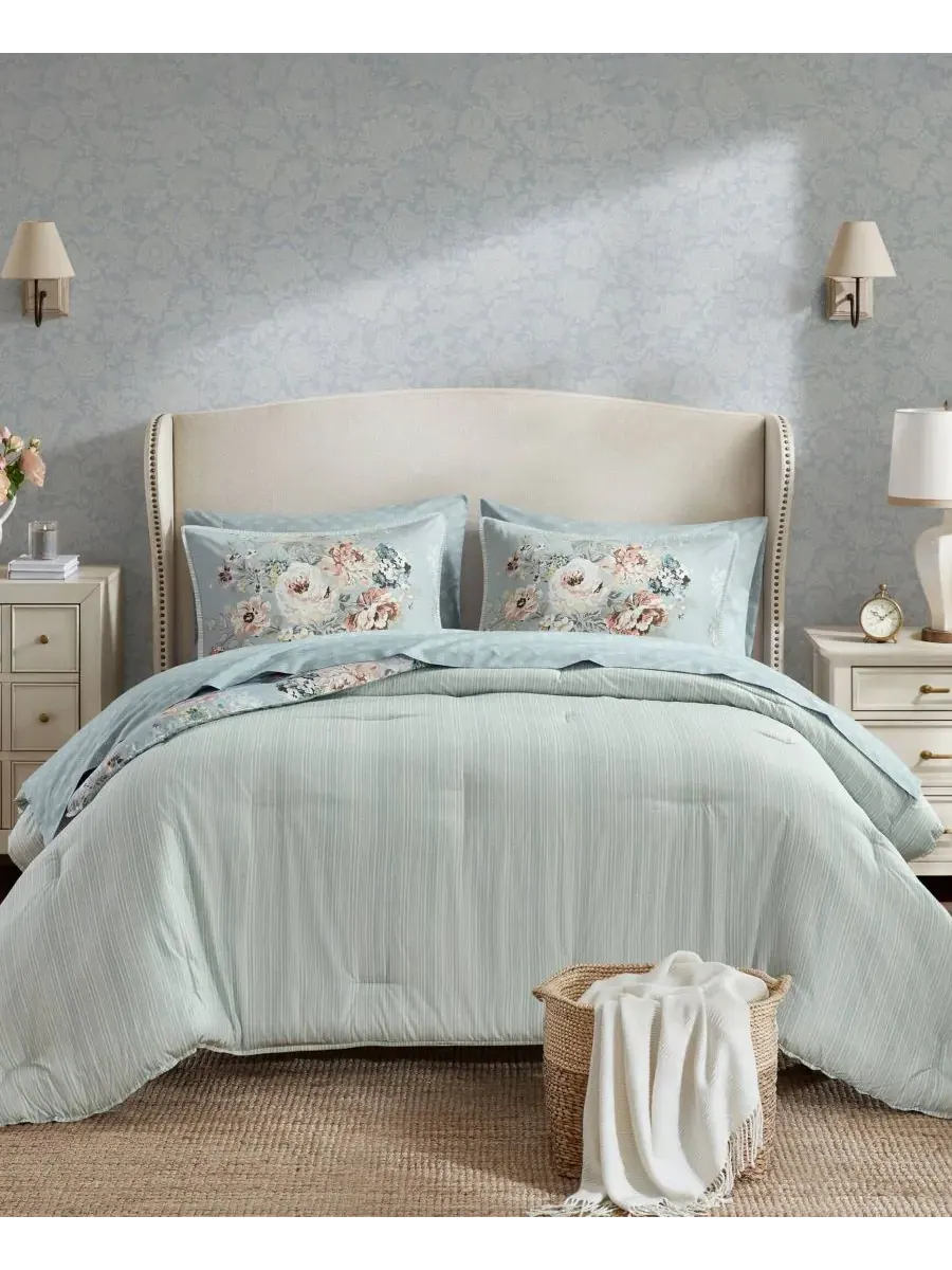 Комплект постельного белья Heather Vintage Floral, 5 предметов, размер Twin XL Madison Park — изображение 2 из 10, синий
