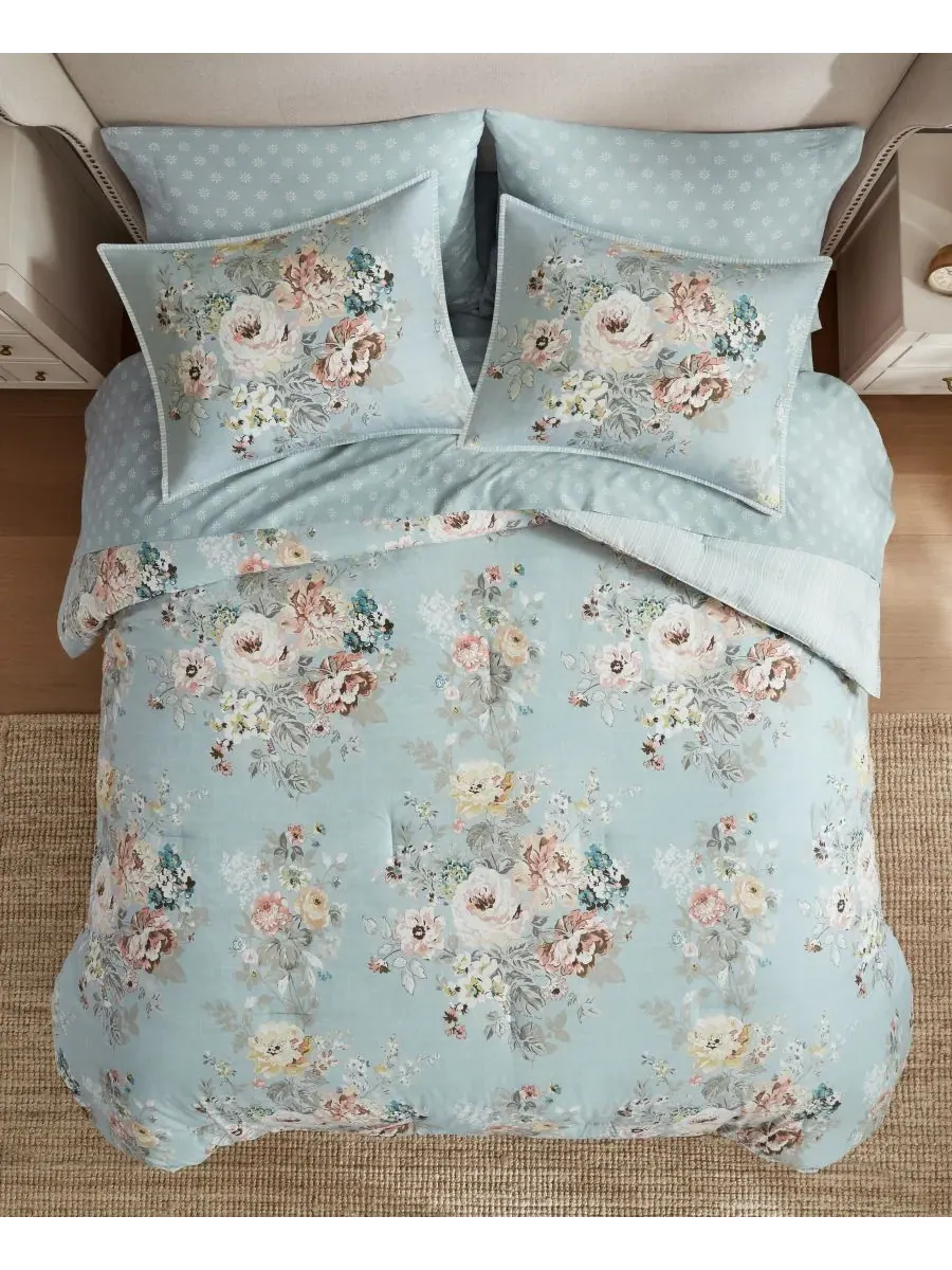 Комплект постельного белья Heather Vintage Floral, 5 предметов, размер Twin XL Madison Park — изображение 5 из 10, синий