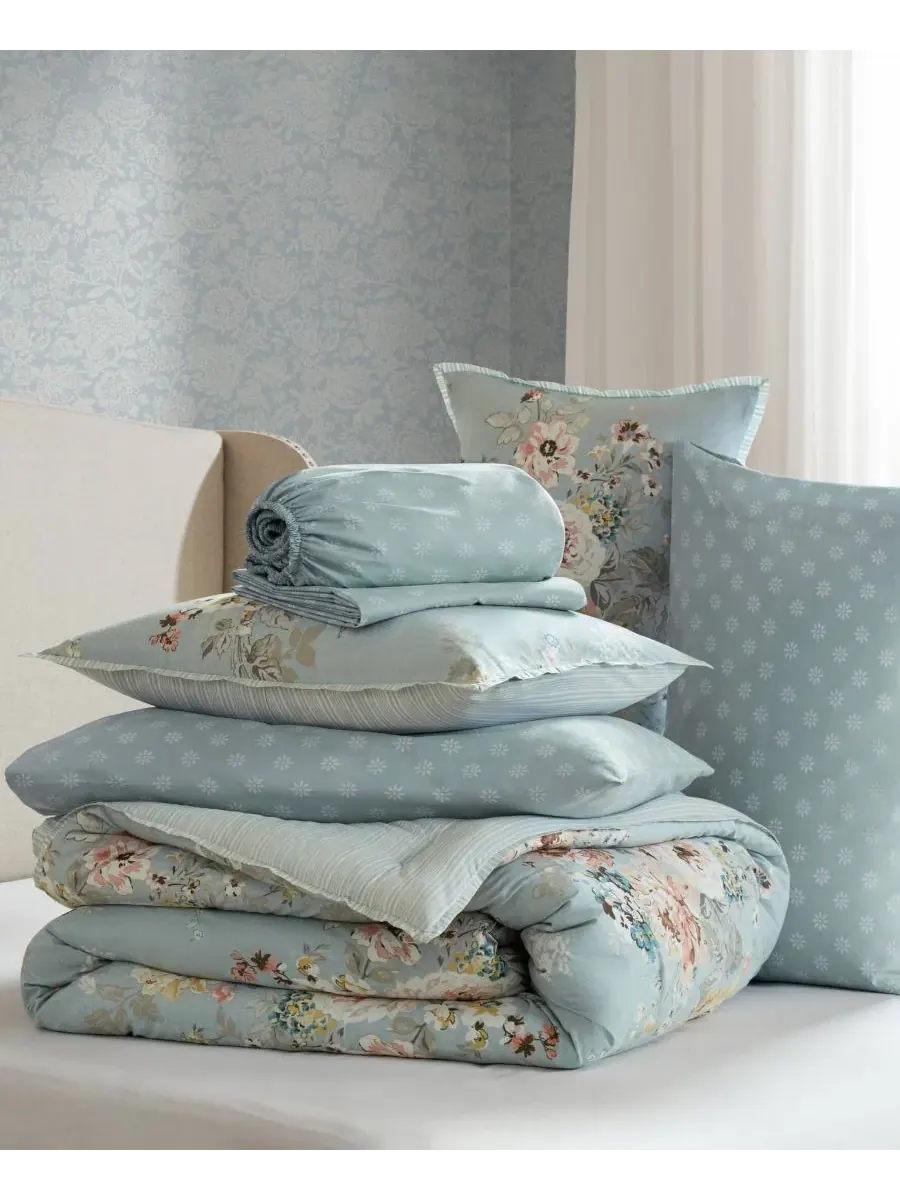 Комплект постельного белья Heather Vintage Floral, 5 предметов, размер Twin XL Madison Park — изображение 7 из 10, синий