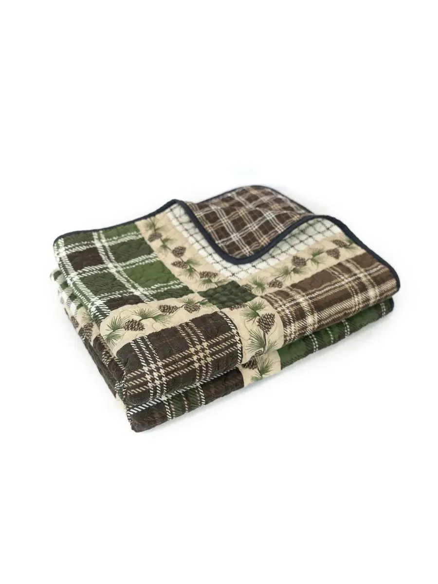 Двусторонний плед из хлопка Pine Patch, 127 x 152 см Donna Sharp — изображение 3 из 4, коричневый