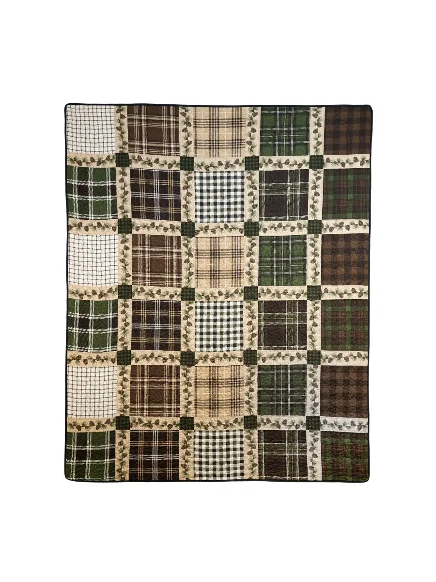Двусторонний плед из хлопка Pine Patch, 127 x 152 см Donna Sharp — изображение 4 из 4, коричневый