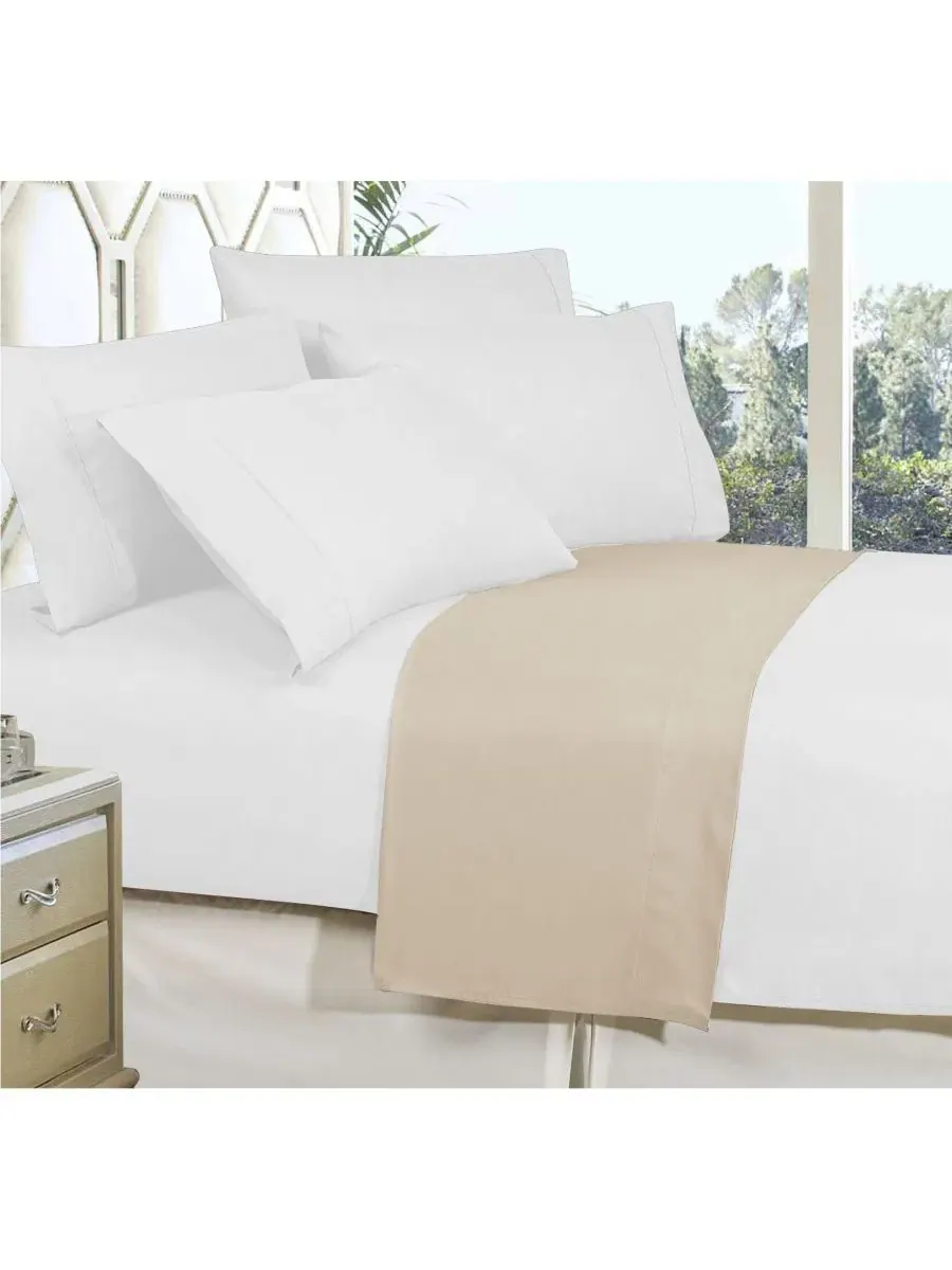 Простыня плоская California King из микрофибры Elegant Comfort — изображение 2 из 2, бежевый