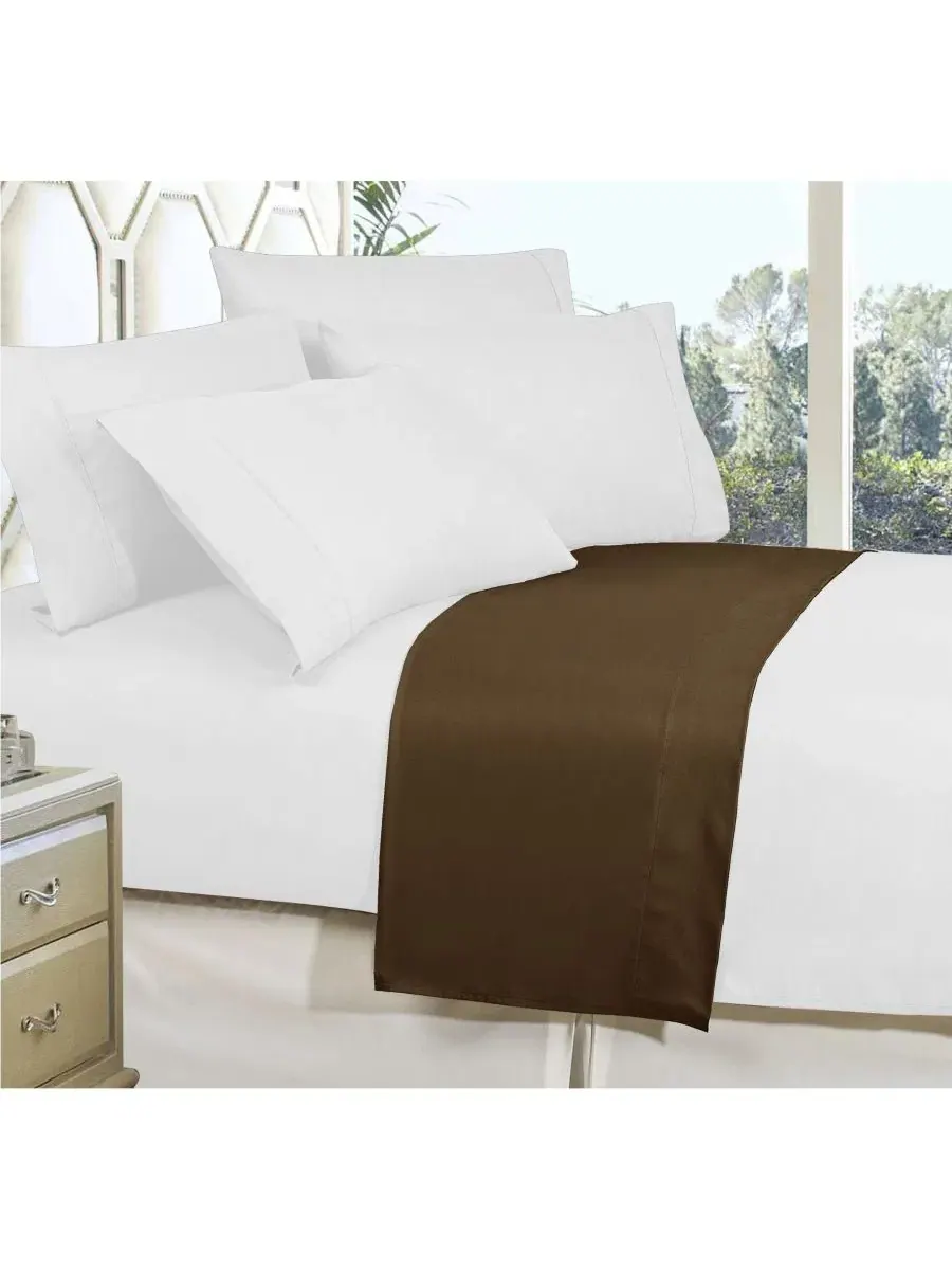 Простыня плоская California King Elegant Comfort — изображение 2 из 2, коричневый