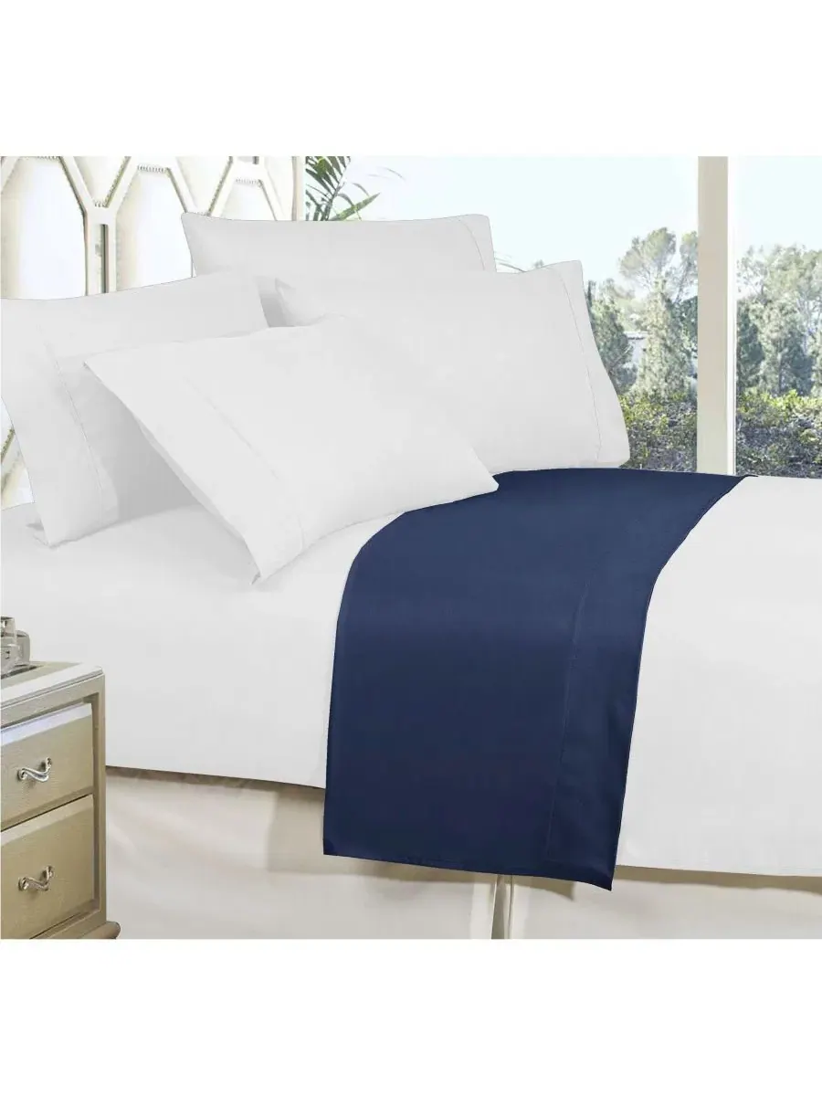Простыня плоская California King из микрофибры Elegant Comfort — изображение 2 из 2, темно-синий