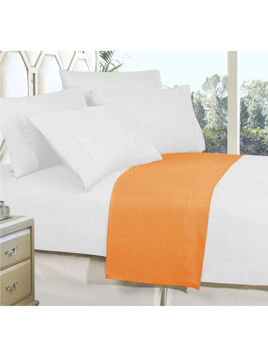 Простыня без резинки California King, шелковистая Elegant Comfort — изображение 2 из 2, оранжевый
