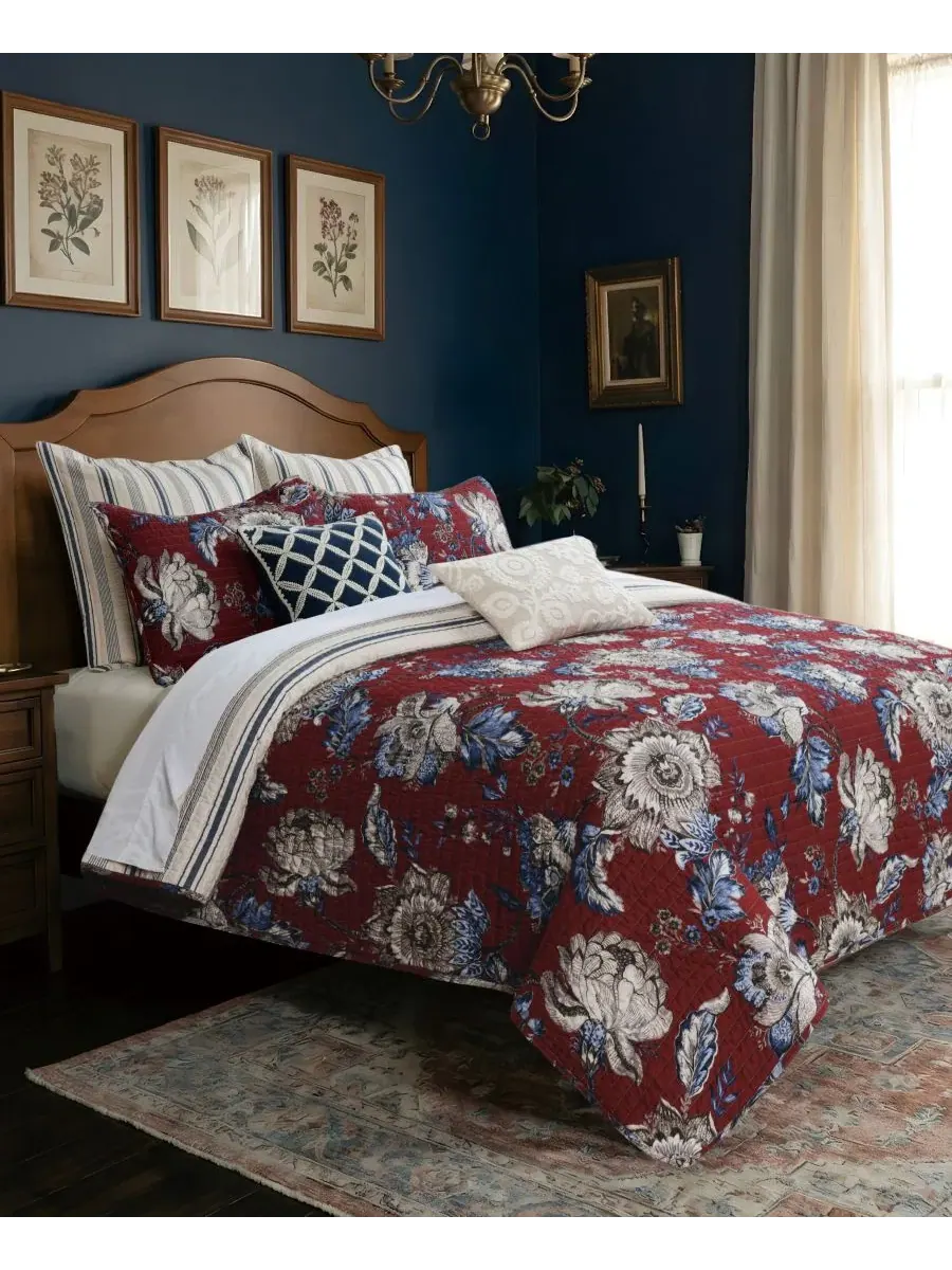 Комплект стеганого покрывала Royce Reversible 2-Piece Quilt Set, Twin/Twin XL Levtex Home — изображение 4 из 5, красный