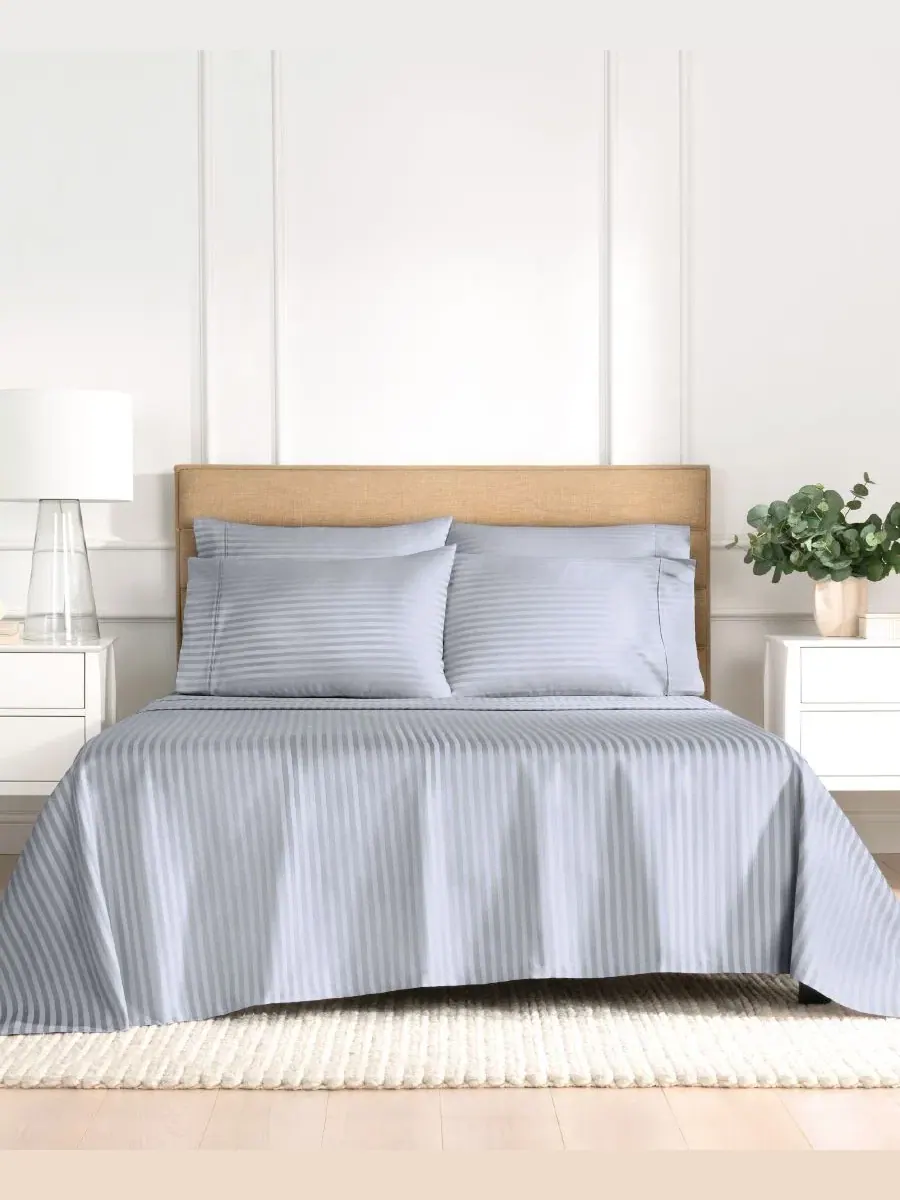 Комплект постельного белья 6 предметов из сатина Brookline Fairfield Square Collection — изображение 3 из 5, синий