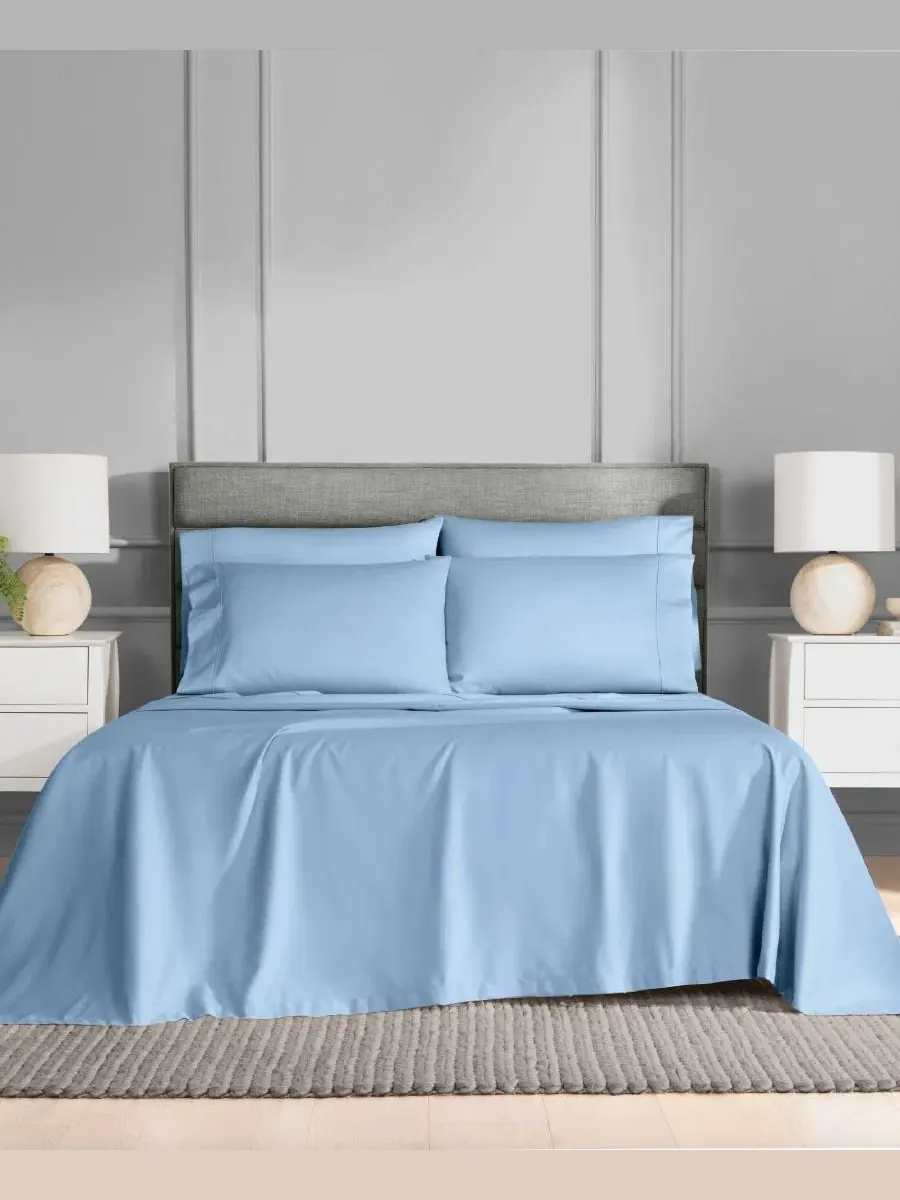 Комплект постельного белья сатиновый 6 предметов Brookline 1400 Fairfield Square Collection — изображение 3 из 5, синий