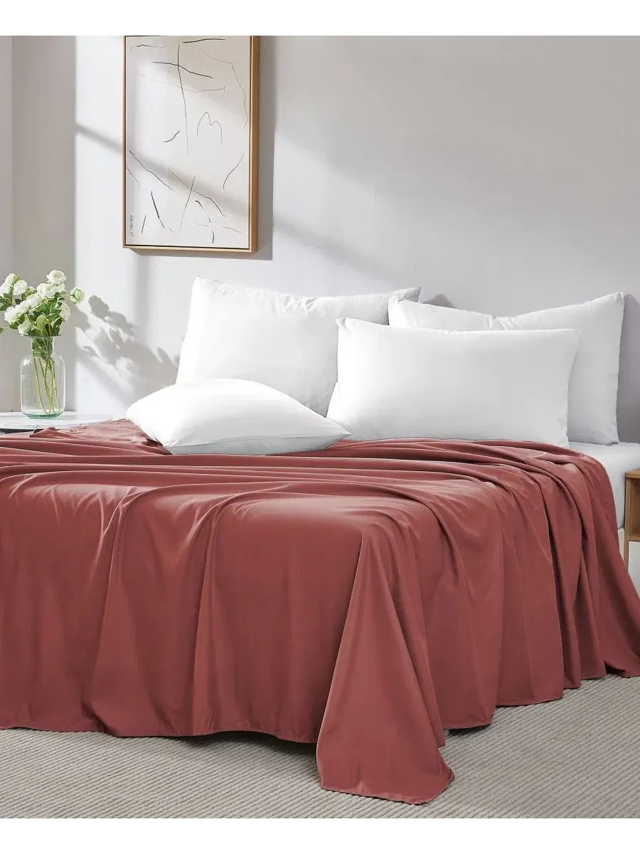 Плоская простыня 2 шт., 168x244 см, из полиэстера, Vilano Premium Ultra Soft Southshore Fine — изображение 3 из 5, красный