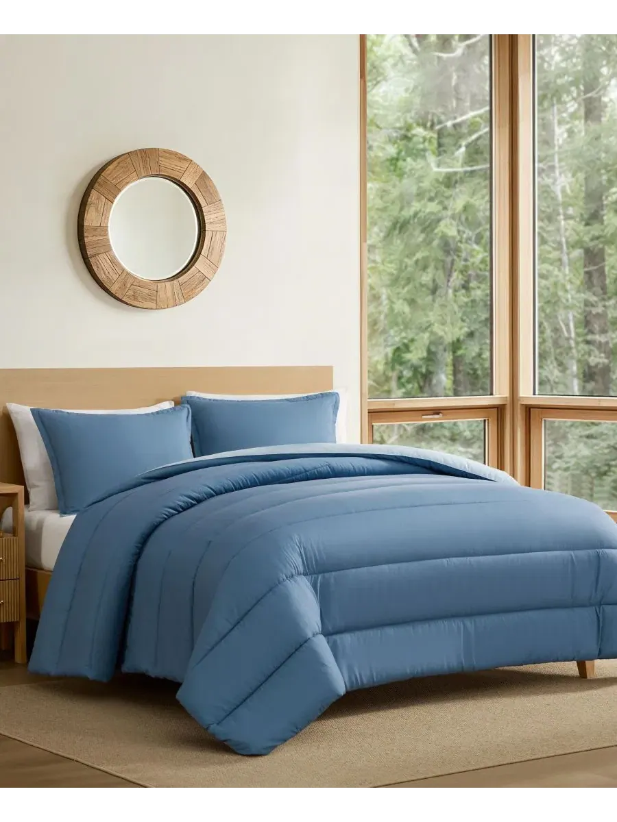 Комплект стеганого одеяла Connor Solid Channel Stitch Eddie Bauer — изображение 2 из 8, джинсовый синий