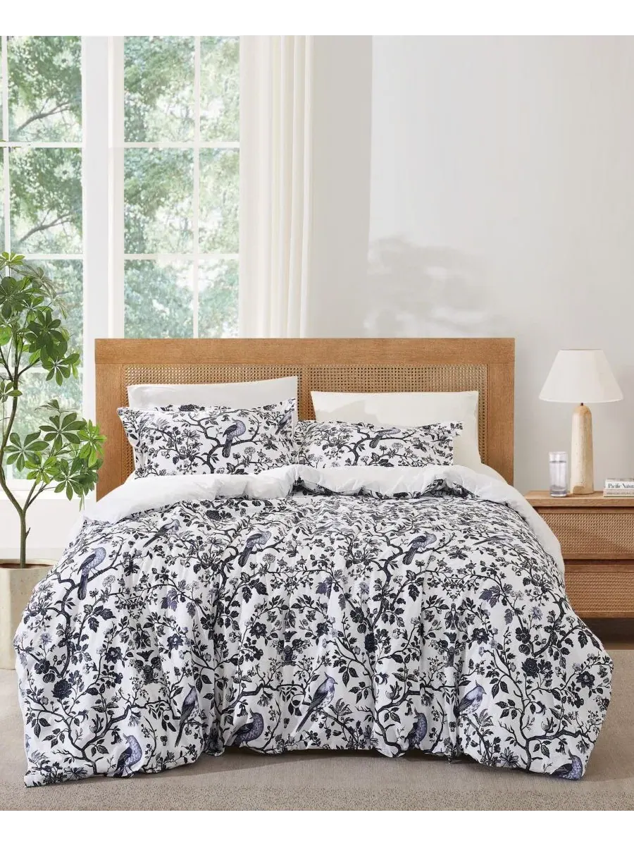 Комплект постельного белья Ava Floral 3-Piece, King Brooklyn Loom — синий