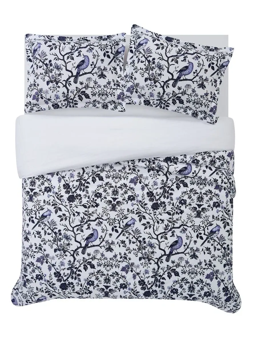 Комплект постельного белья Ava Floral 3-Piece, King Brooklyn Loom — изображение 3 из 5, белый синий