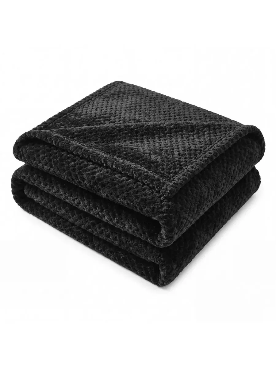 Плед флисовый с эффектом попкорна Lily Classic Pebbled Superior — изображение 1 из 8, черный