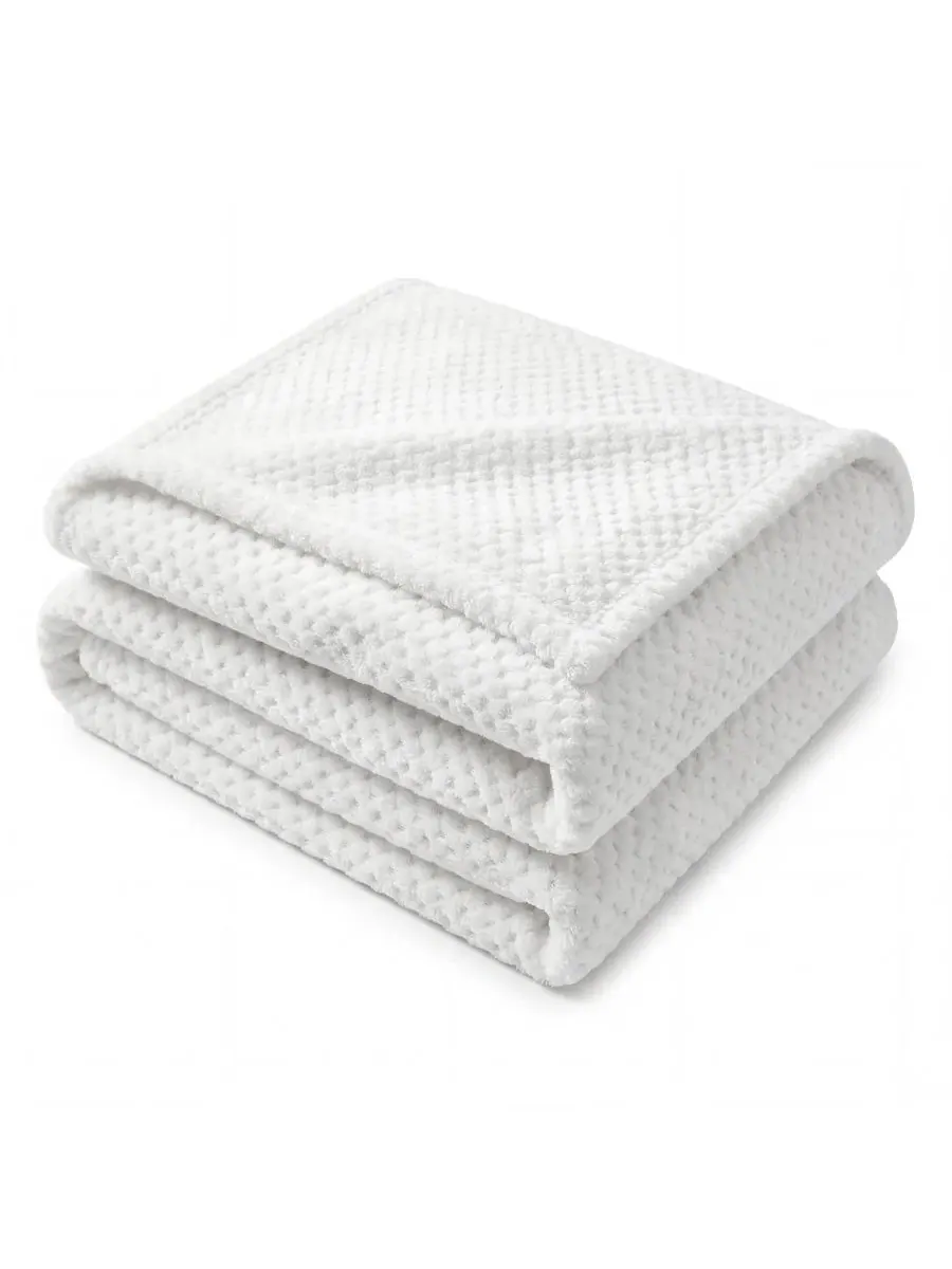 Плед флисовый с фактурой «попкорн» Lily Classic Pebbled, Twin Superior — изображение 1 из 8, белый