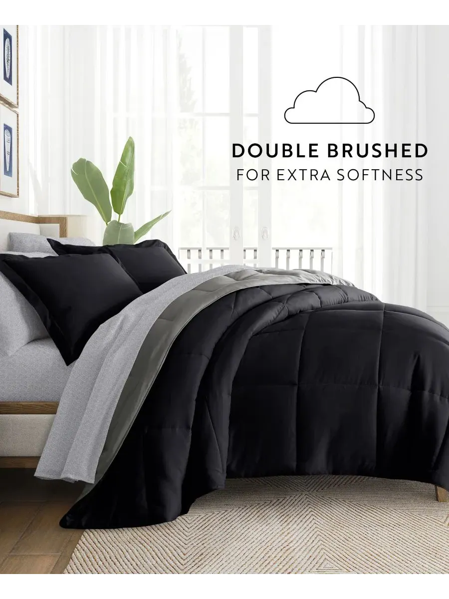 Комплект постельного белья 7 предметов Reversible Pattern, California King ienjoy Home — изображение 8 из 10, черный
