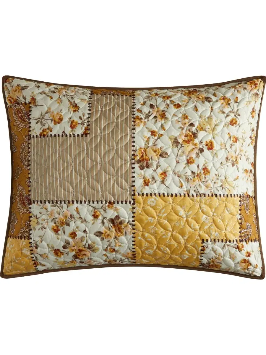 Комплект стеганого покрывала Kerry Floral, 3 предмета, Queen Stratford Park — изображение 4 из 5, золото