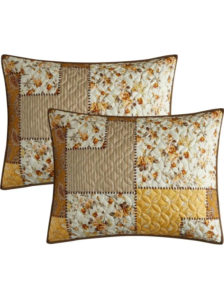 Комплект стеганого покрывала Kerry Floral, 3 предмета, Queen Stratford Park — изображение 5 из 5, золото