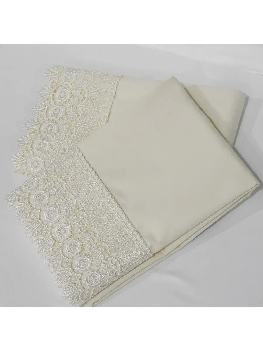 Наволочки с вышивкой и кружевной отделкой, пара Egyptian Linens — изображение 4 из 5, льняной