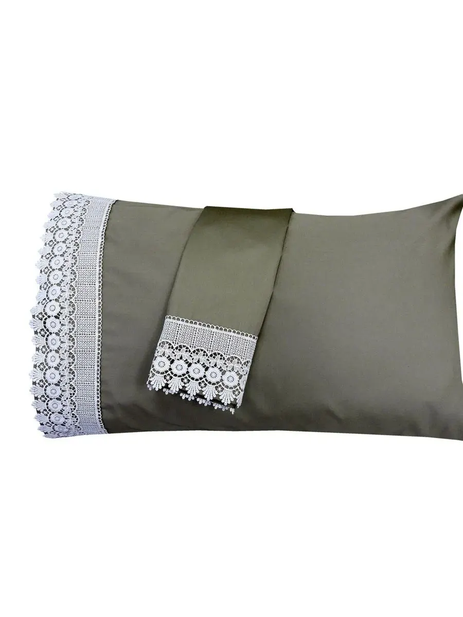 Комплект наволочек с кружевной отделкой Egyptian Linens — изображение 1 из 5, шалфейный