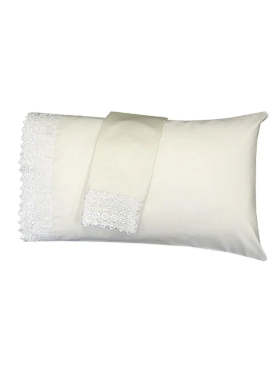 Наволочки с кружевной отделкой, 4 дюйма, пара Egyptian Linens — изображение 1 из 5, белый