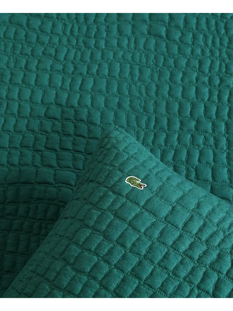 Комплект стеганого покрывала с наволочками, 3 предмета, Full/Queen, с крокодилом Lacoste Home — изображение 4 из 7, зеленый