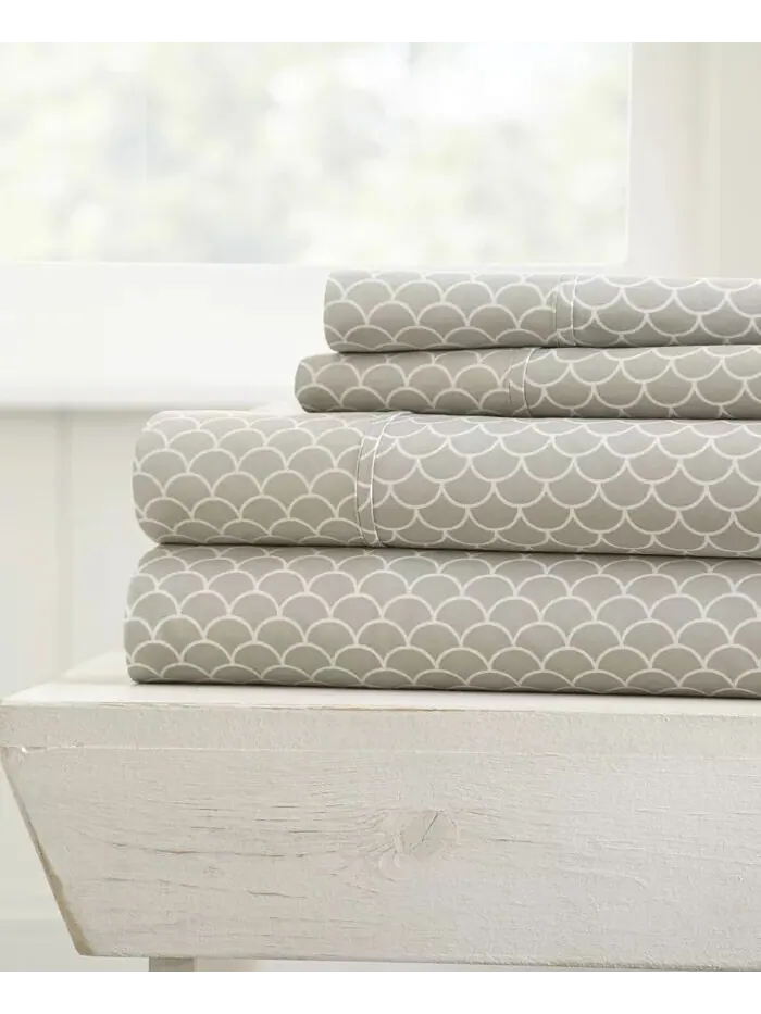 Комплект простыней с ультрамягким узором премиум-класса Farmhouse Chic от Home Collection ienjoy — изображение 1 из 10, серый