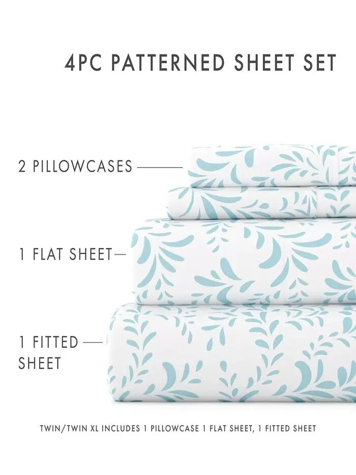 Комплект простыней с ультрамягким узором премиум-класса Farmhouse Chic от Home Collection ienjoy — изображение 9 из 9, серый