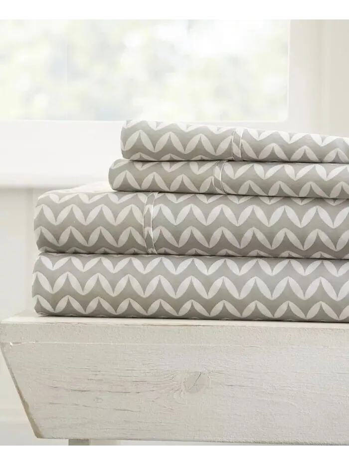 Комплект простыней с ультрамягким узором премиум-класса Farmhouse Chic от Home Collection ienjoy — изображение 1 из 10, серый