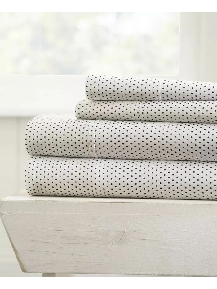 Комплект простыней с ультрамягким узором премиум-класса Farmhouse Chic от Home Collection ienjoy — изображение 1 из 8, серый