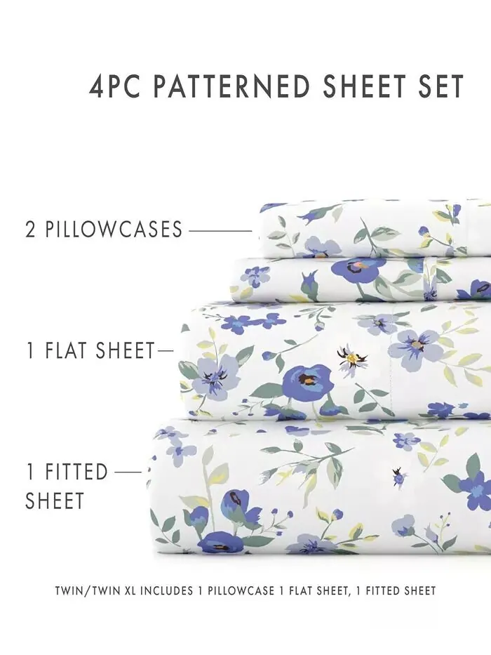 Комплект простыней с ультрамягким узором премиум-класса Farmhouse Chic от Home Collection ienjoy — изображение 9 из 9