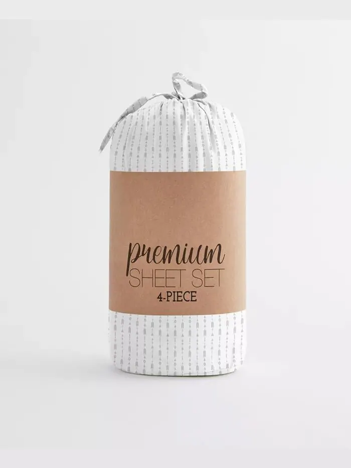 Ансамбль простыней с ультрамягкими узорами Boho & Beyond Premium от Home Collection ienjoy Home — изображение 4 из 10, серый