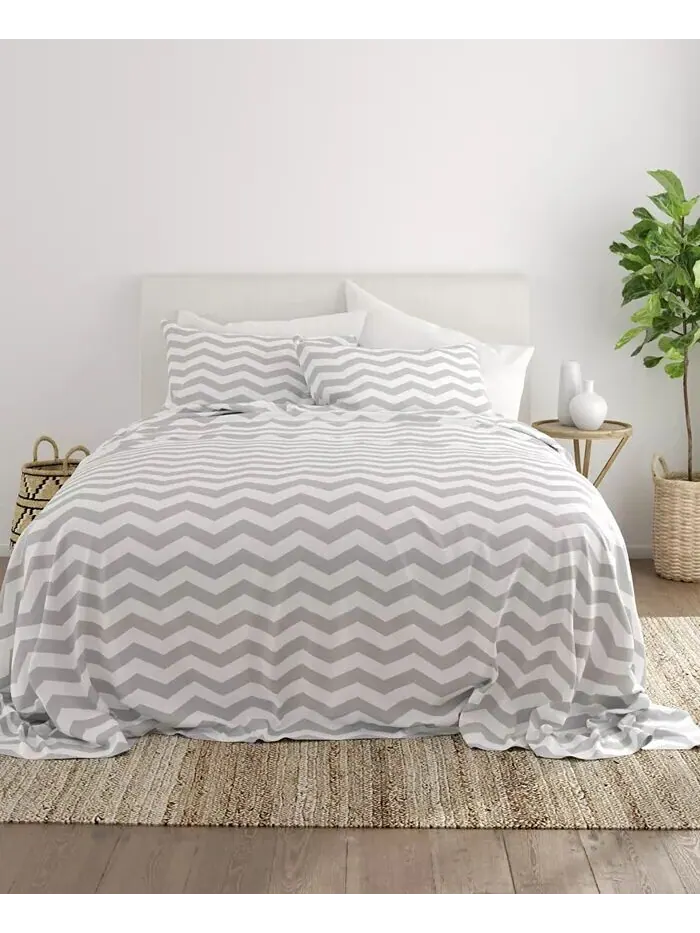 Ансамбль простыней с ультрамягкими узорами премиум-класса Boho & Beyond от Home Collection ienjoy — изображение 2 из 6, серый