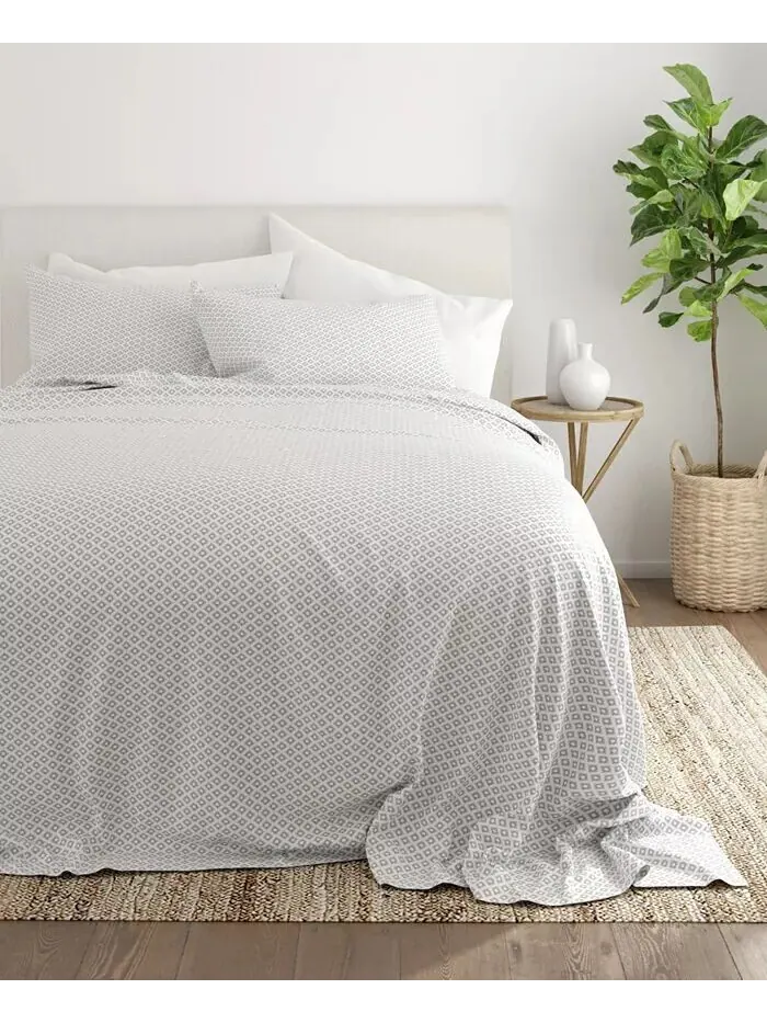 Ансамбль простыней с ультрамягкими узорами Boho & Beyond Premium от Home Collection ienjoy Home — изображение 7 из 9, серый