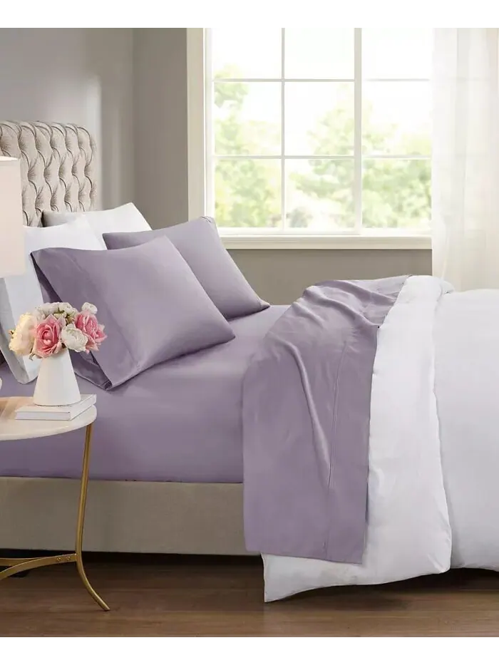 Охлаждение Смесь хлопка плотностью 600 нитей, 4 шт. Наборы простыней Beautyrest — изображение 5 из 5, фиолетовый