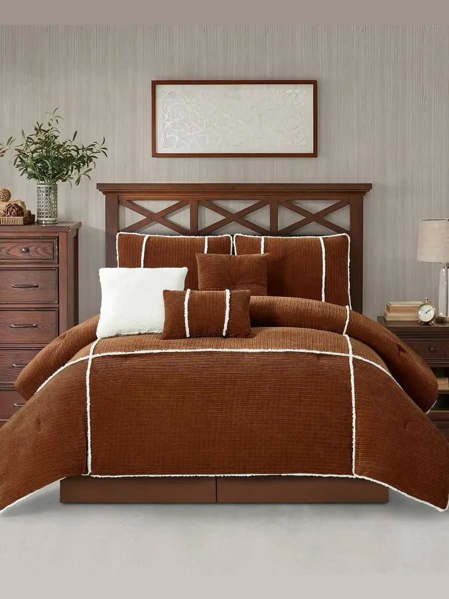 Комплект постельного белья Arvada Solid Cabin Style из 7 предметов, размер California King — красный