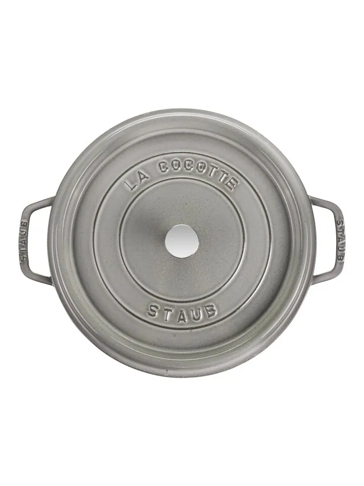 Круглая чугунная кокотница Staub, 30 см, 8.35 л — изображение 3 из 4, серый