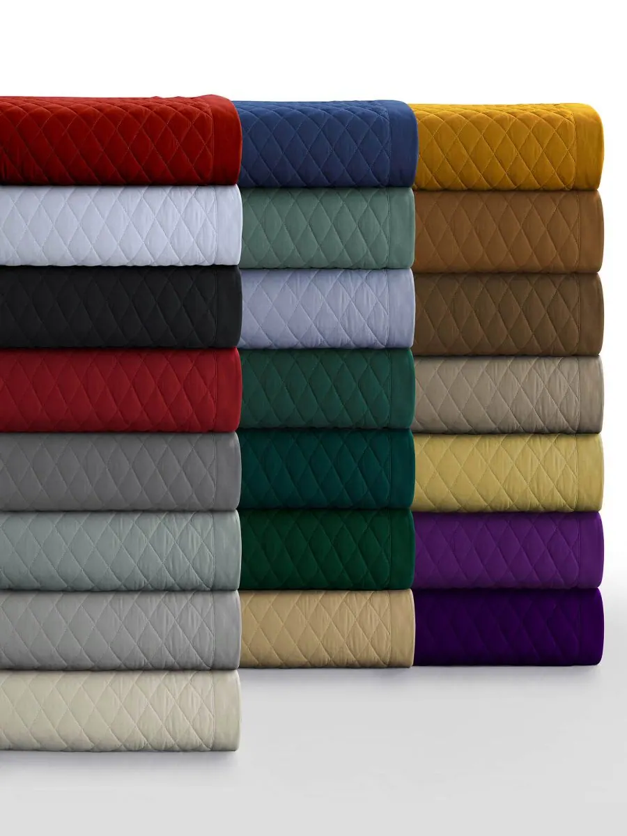 Комплект постельного белья Brisbane Microfiber Solid Oversized Quilt Set, Twin Tribeca Living — изображение 3 из 3, голубой
