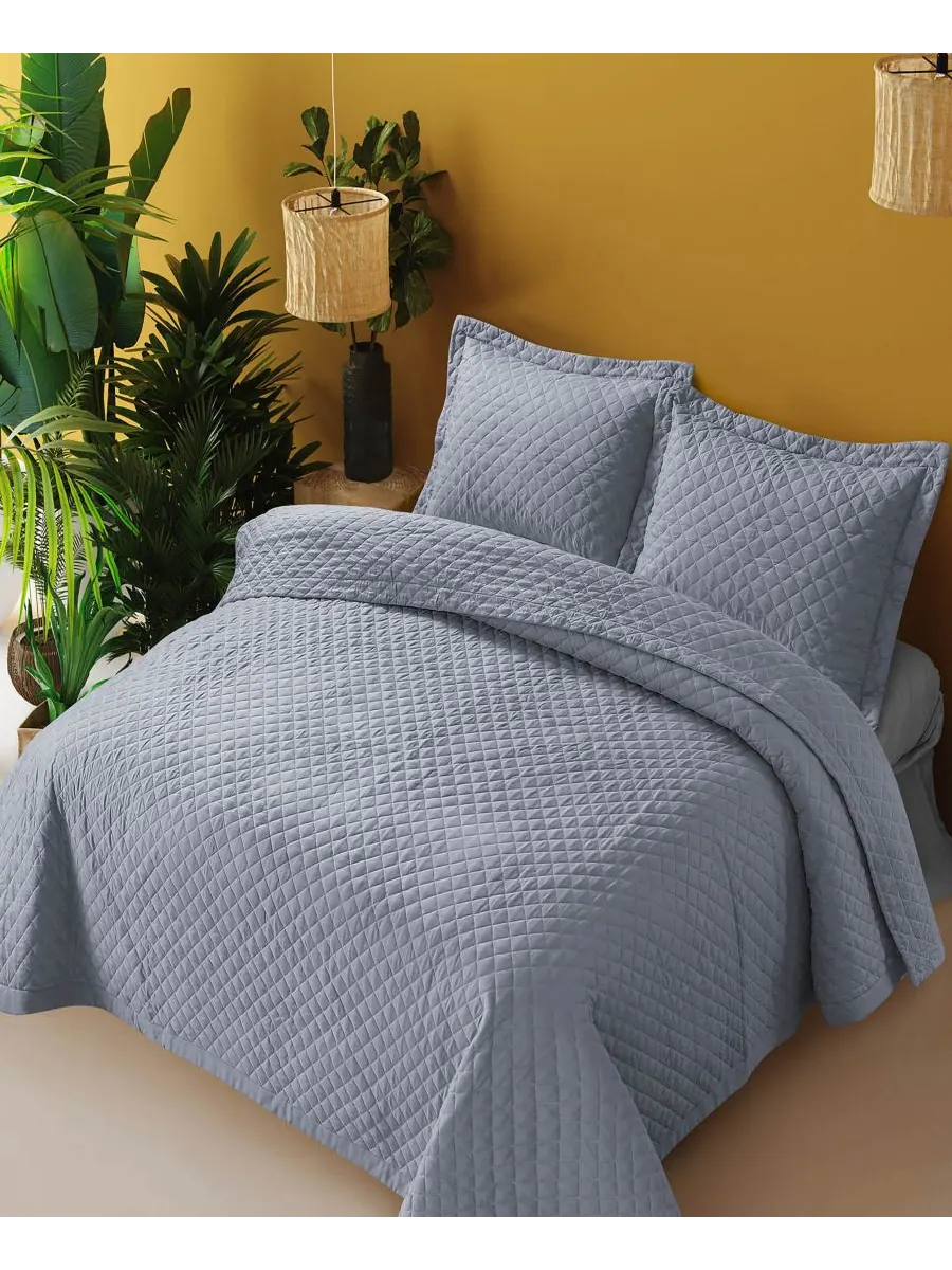 Комплект постельного белья Brisbane Microfiber Solid Oversized Quilt Set, Twin Tribeca Living — изображение 2 из 3