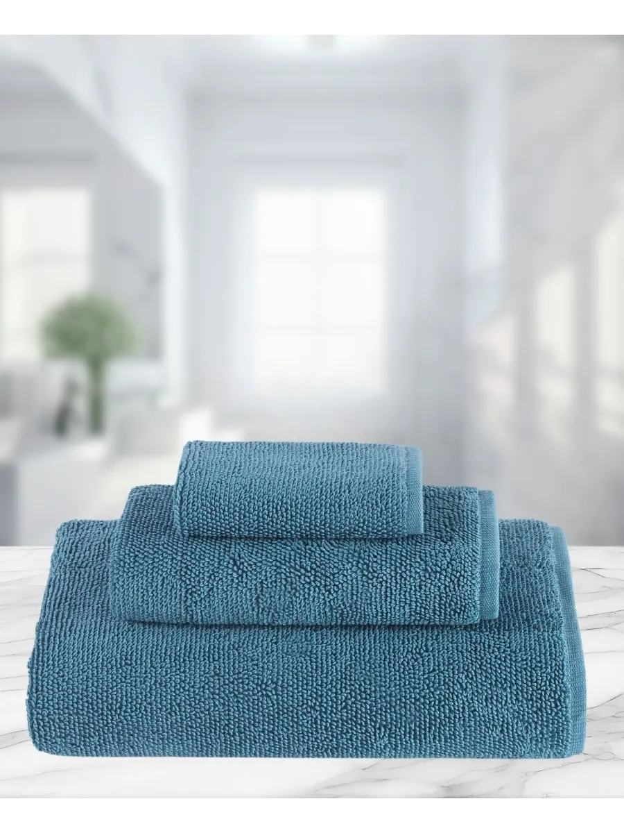 Набор банных полотенец Lerins из турецкого хлопка, 3 предмета TALESMA, Blue, Towel Sets — изображение 2 из 3, синий