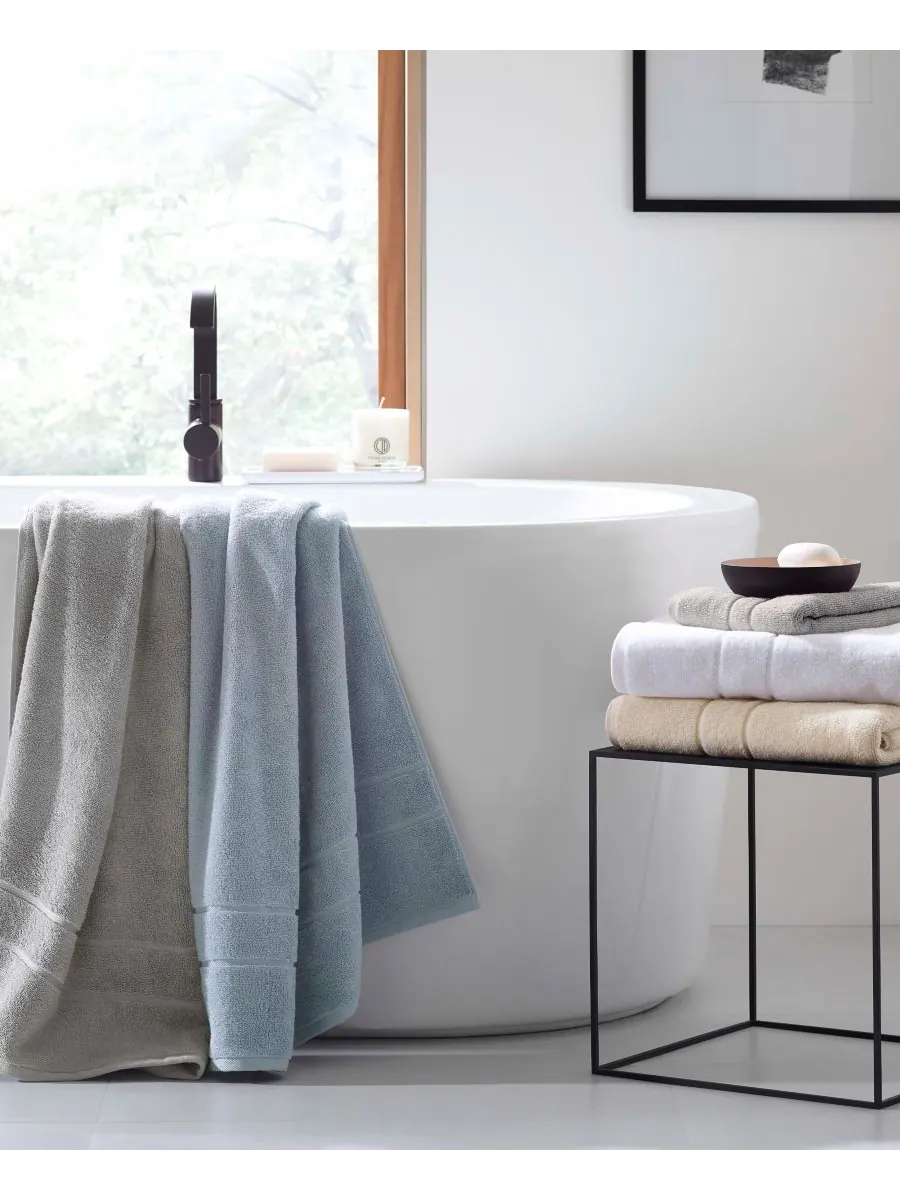 Набор из 2 банных полотенец Martex из хлопка Supima с низким содержанием ворса Clean Design Home — изображение 6 из 9, синий